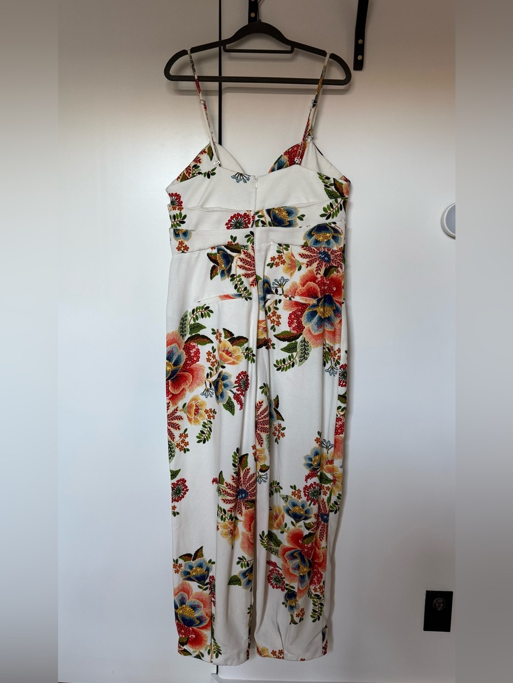 FARM Rio Strapless Floral Barrel-Leg Jumpsuit - White with Red, Orange & Blue - Picture 5 of 9